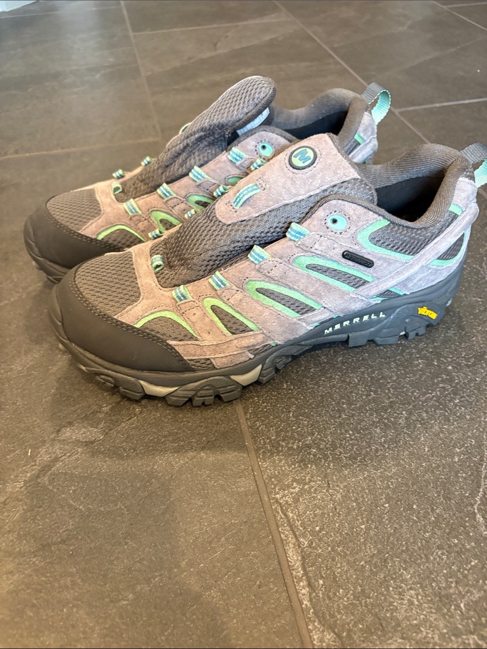 Merrell Gray and Teal Women's Trail Athletic Shoes